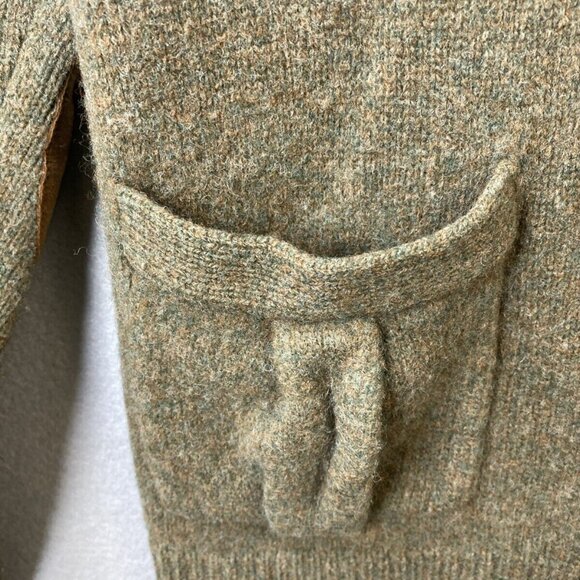 VTG Rugby Ralph Lauren Cardigan Womens‎ M 100% Wool Sweater Suede Elbow Patches - Picture 8 of 16